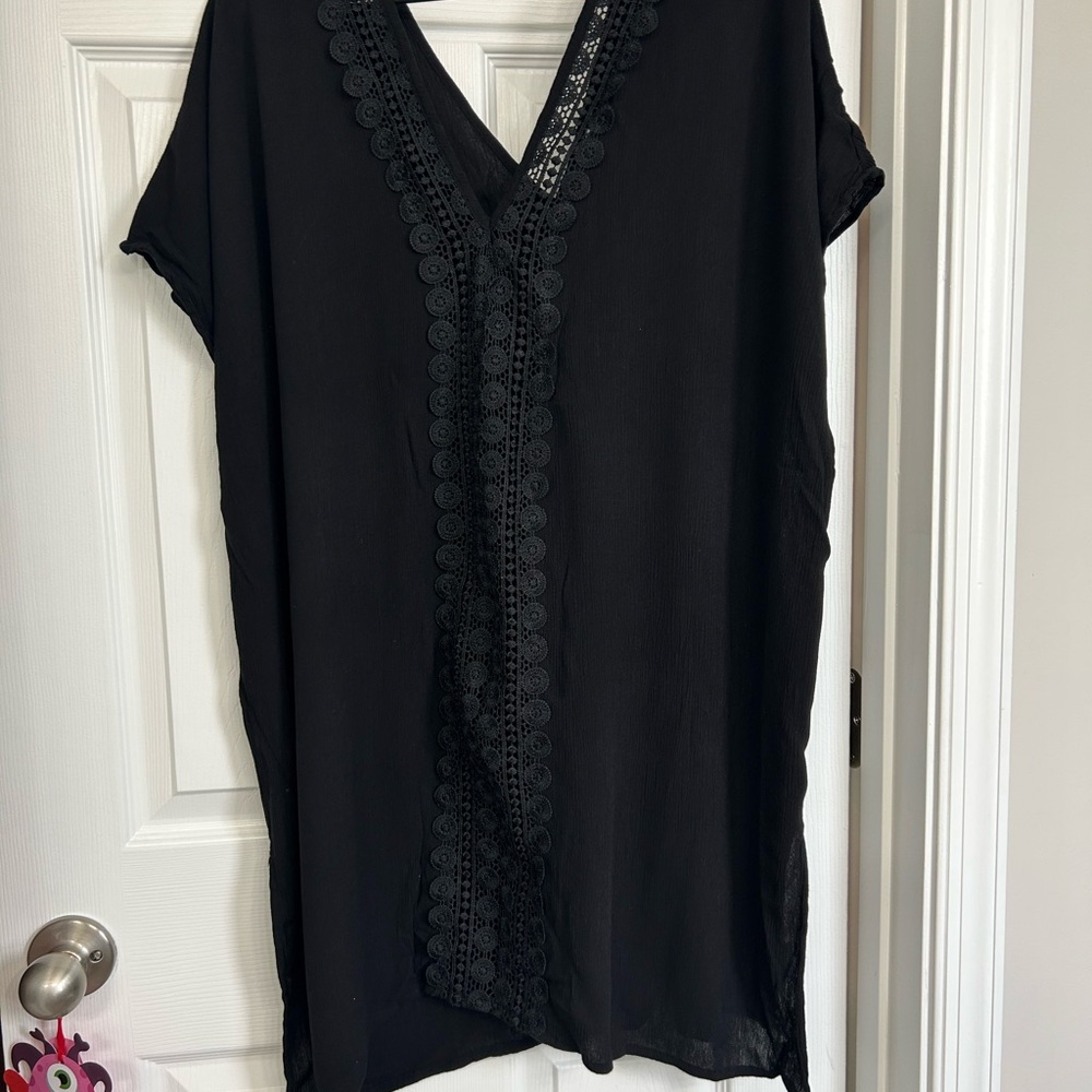 Black Lace Trim Dress